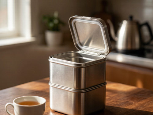 Double-Layer Metal Portable Tea Caddy