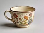Bohemian Enamel Tea Cup With Floral Relief