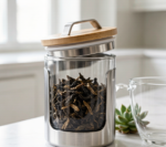 Glass and Metal Tea Caddy
