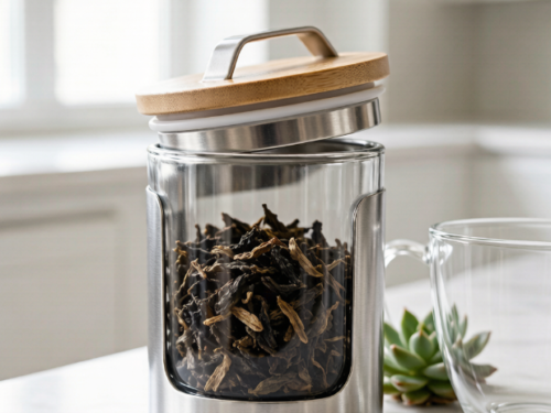 Glass and Metal Tea Caddy