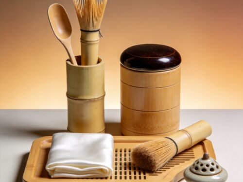 Traditional Tea Ceremony Accessory Set with Bamboo Tools
