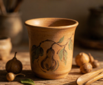 Hand-Painted Caramel Glaze Teacup