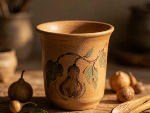 Hand-Painted Caramel Glaze Teacup