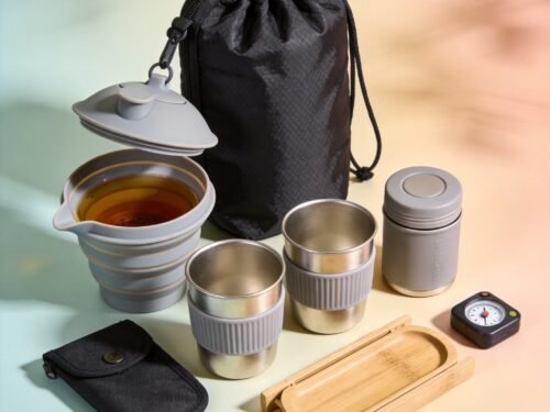 Outdoor Travel Tea Set with Thermos and Quick-Brew Basket