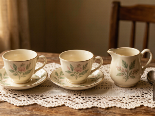 Vintage Hand-Painted Botanical 5-Piece Tea Gift Set