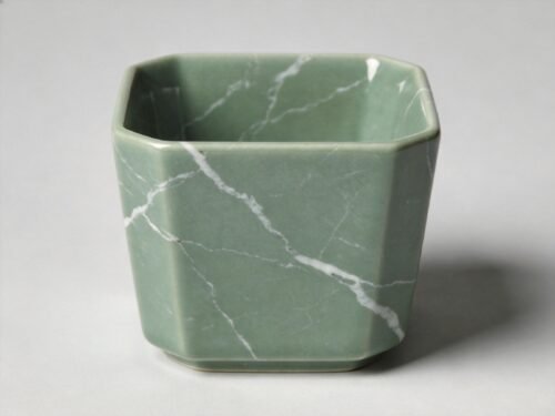 Marble Pattern Square Tea Cup Morandi Green