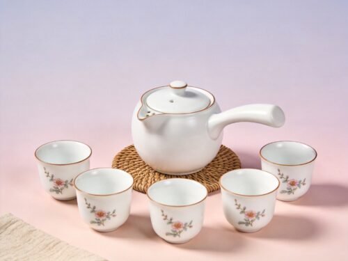 Cast Iron Teapot Tea Brewing Set with Trivet and Cups