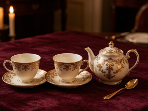 European Baroque Bone China 5-Piece Tea Gift Set