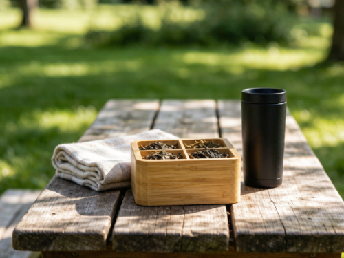 Bamboo Divided Travel Tea Caddy