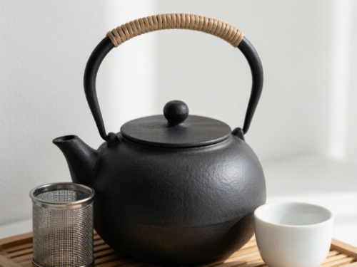 Round Overhead Handle Cast Iron Teapot