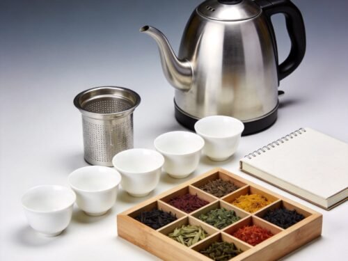 Clay Teapot Tea Brewing Set with Ceramic Cups