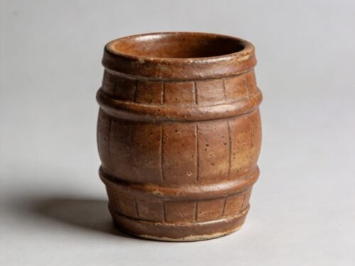 Rustic Stoneware Barrel Tea Cup