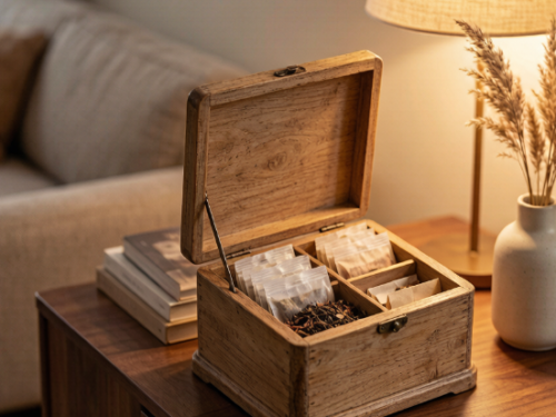Wooden Storage Box Tea Caddy
