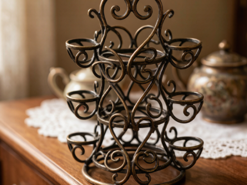 Vintage Wrought Iron Tea Cup Holder